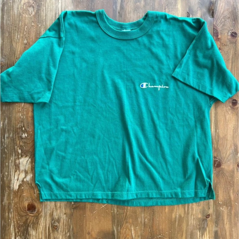 vintage 1980s champion Tee shirt cropped Single Stitch Tee - Picture 2 of 6